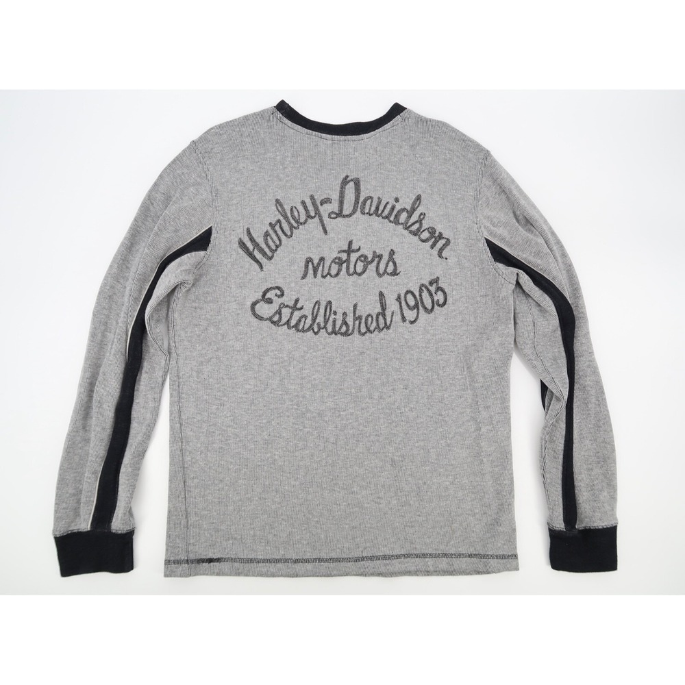 Harley Davidson Mens Medium Gray Black Long Sleeve Stitched Sweatshirt Crewneck